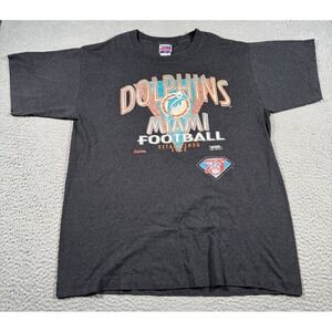 Vintage Trench Miami Dolphins Shirt Men XL Gray NFL Football 75th‎ Anniversary